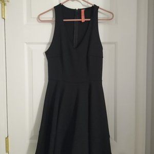 Black V-Neck A-Line Skater Dress